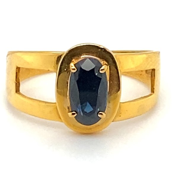 Blue Sapphire 1.44ct Solid 21K Yellow Gold Ring - Picture 4 of 9